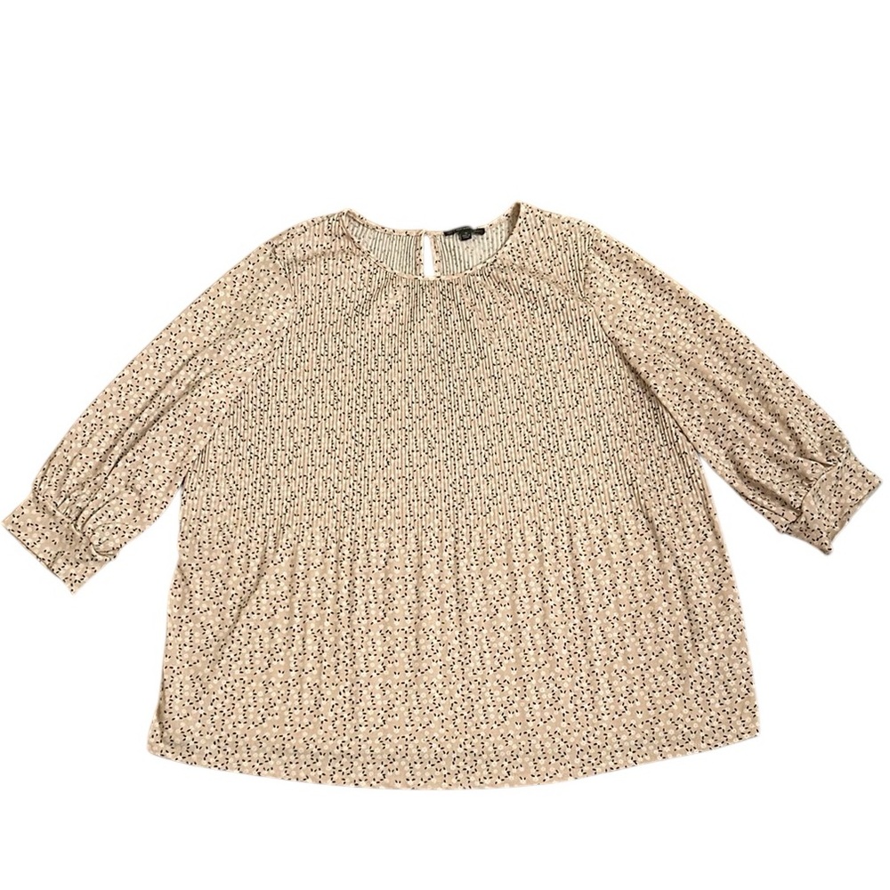 Adrianna Papell Floral Three-quarter Sleeve Pleated Top Women’s Size 1x